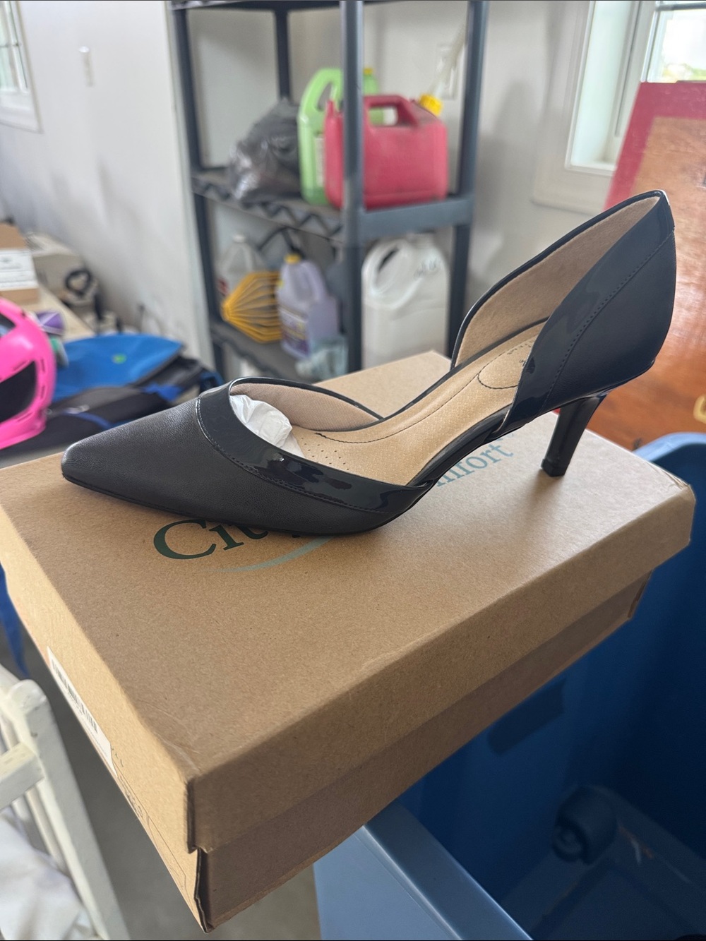Life Stride Black Pointed D'Orsay Pump with Mid Heel